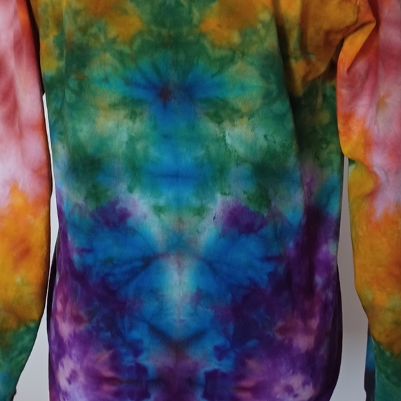 Rainbow Lion Back Adult Medium Long Sleeve Tie Dye Tee - Picture 5 of 5